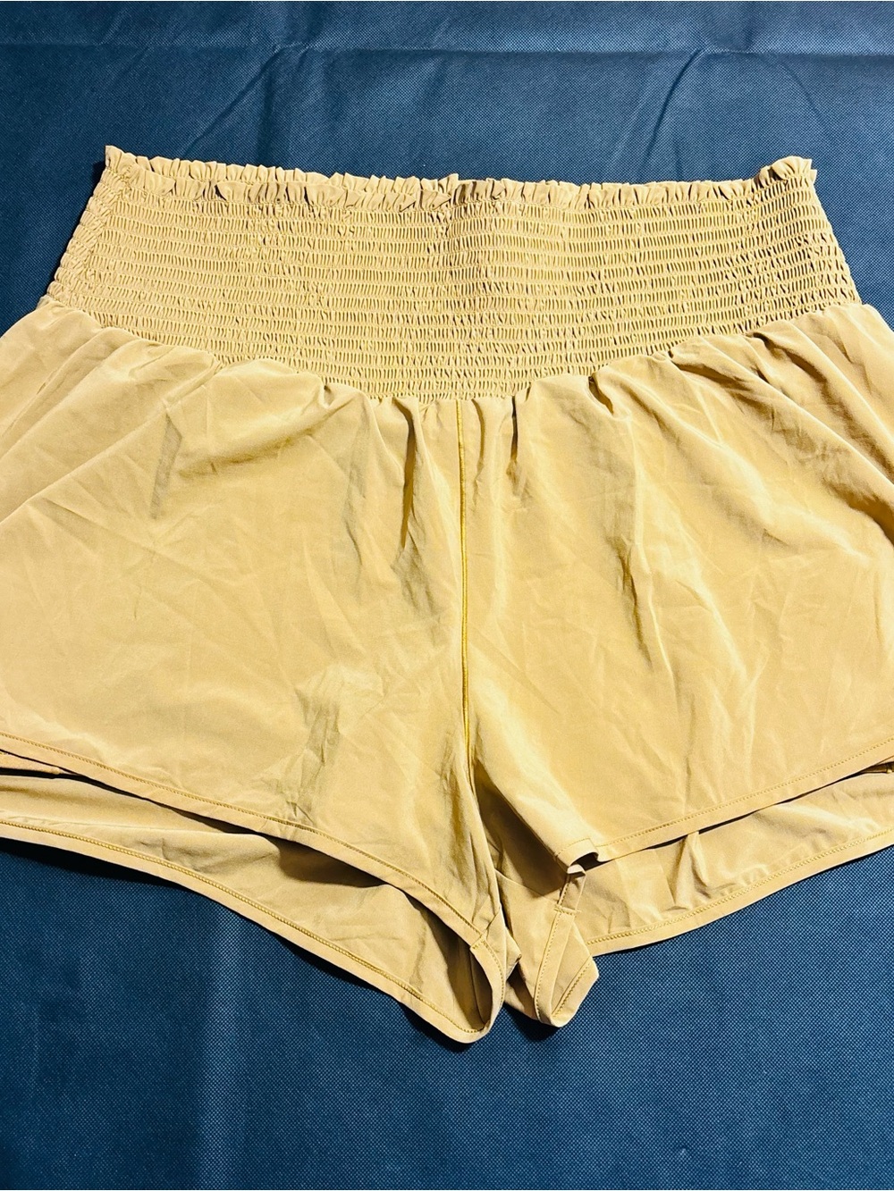 Aerie Offline Real Me Smocked Running Shorts In Mustard XXL NWT